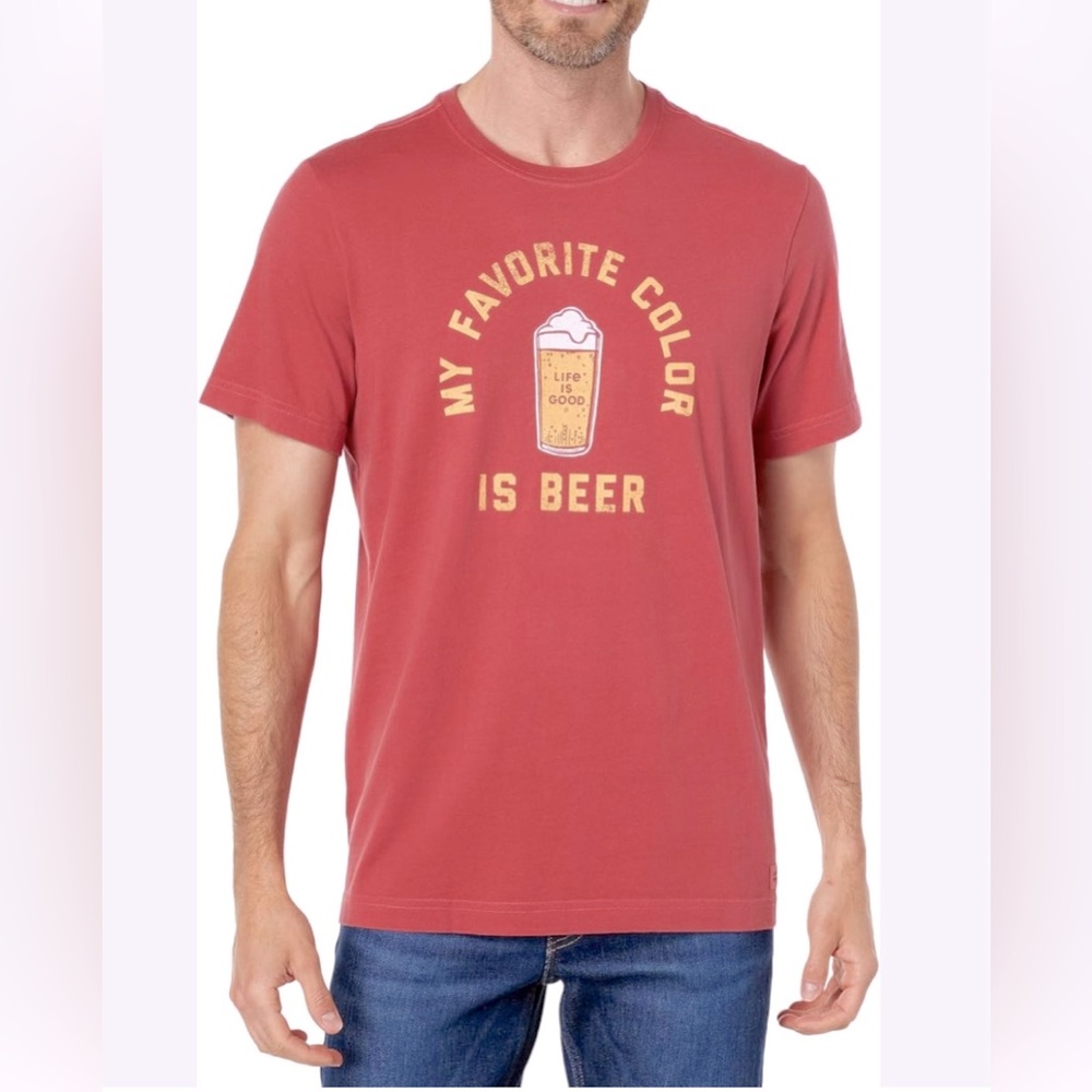 Life Is Good Men’s Crusher T Shirt Large “My Favorite Color Is Beer”